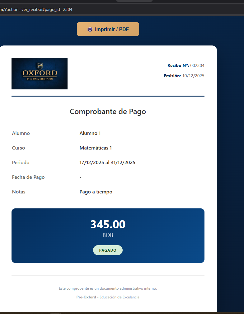 Vista de Recibo Digital